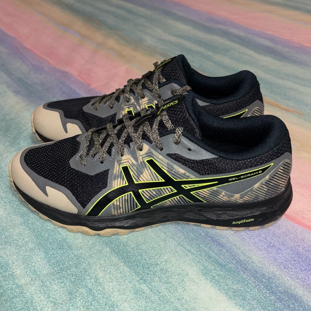 ASICS Gel scram shoes black neon lime camo men’s shoes size 10